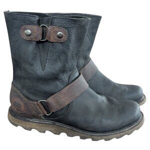 Sorel Scotia MOTO Biker Riding Rugged Leather Short Boots - Women's Size 7